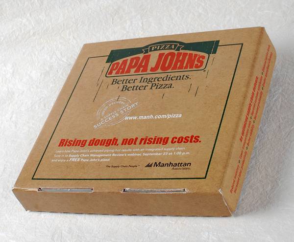 Papa John's pizza box direct mail marketing ideas