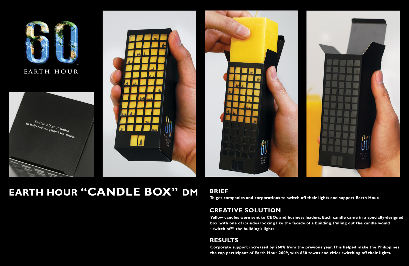 Candle Box for Earth Hour direct mail marketing idea