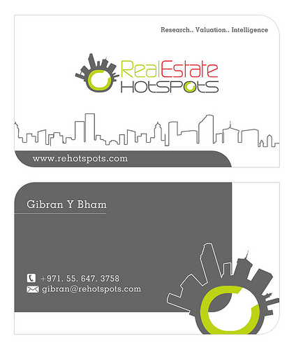 Business cards designed for Dubai based Real Estate Research Company