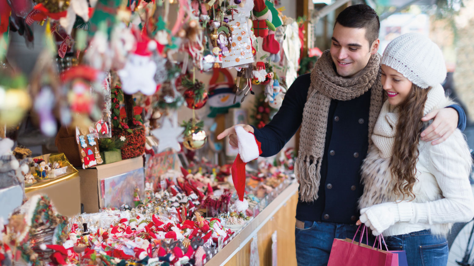 Couple shopping in a Christmas shop